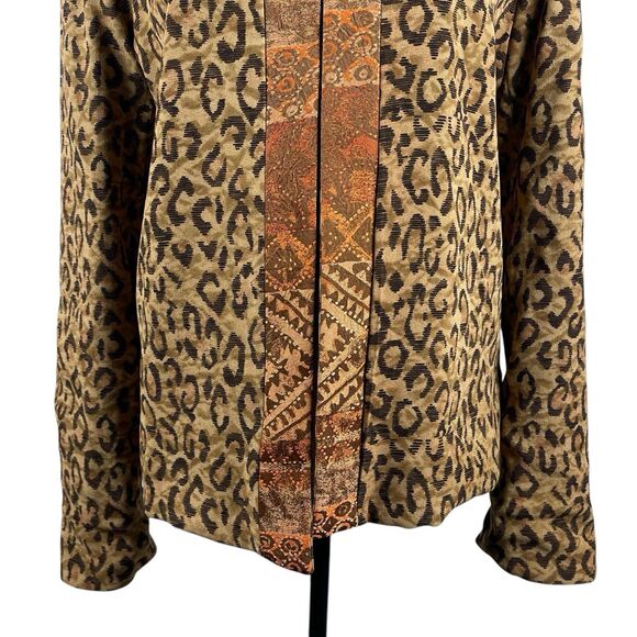 Coldwater Creek Jacket Medium Petite Leopard Jacquard Reversible Open Front NWT - Picture 7 of 14